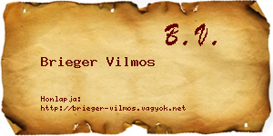 Brieger Vilmos névjegykártya